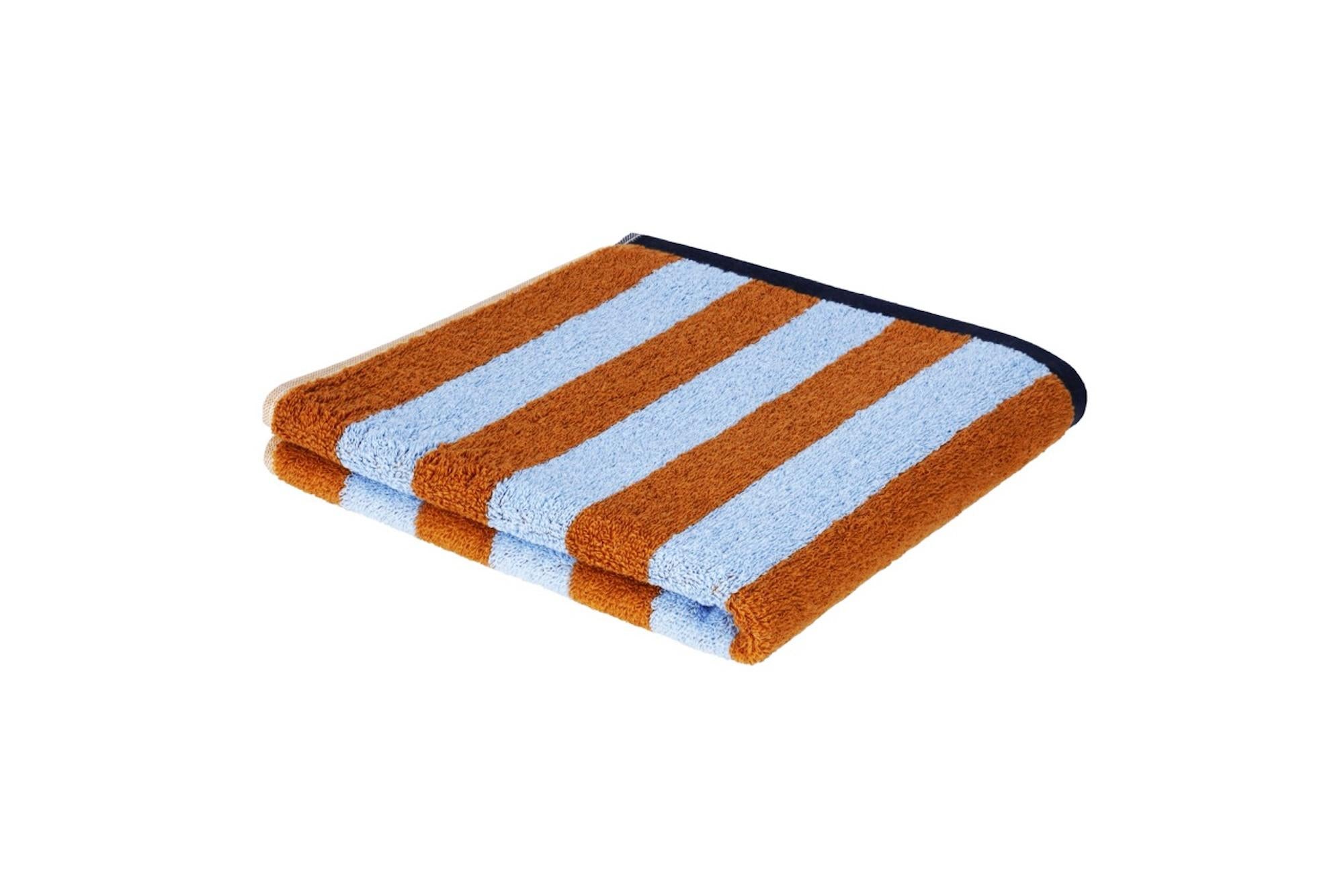 Handtuch GOOD VIBES Caramel/ Hellblau