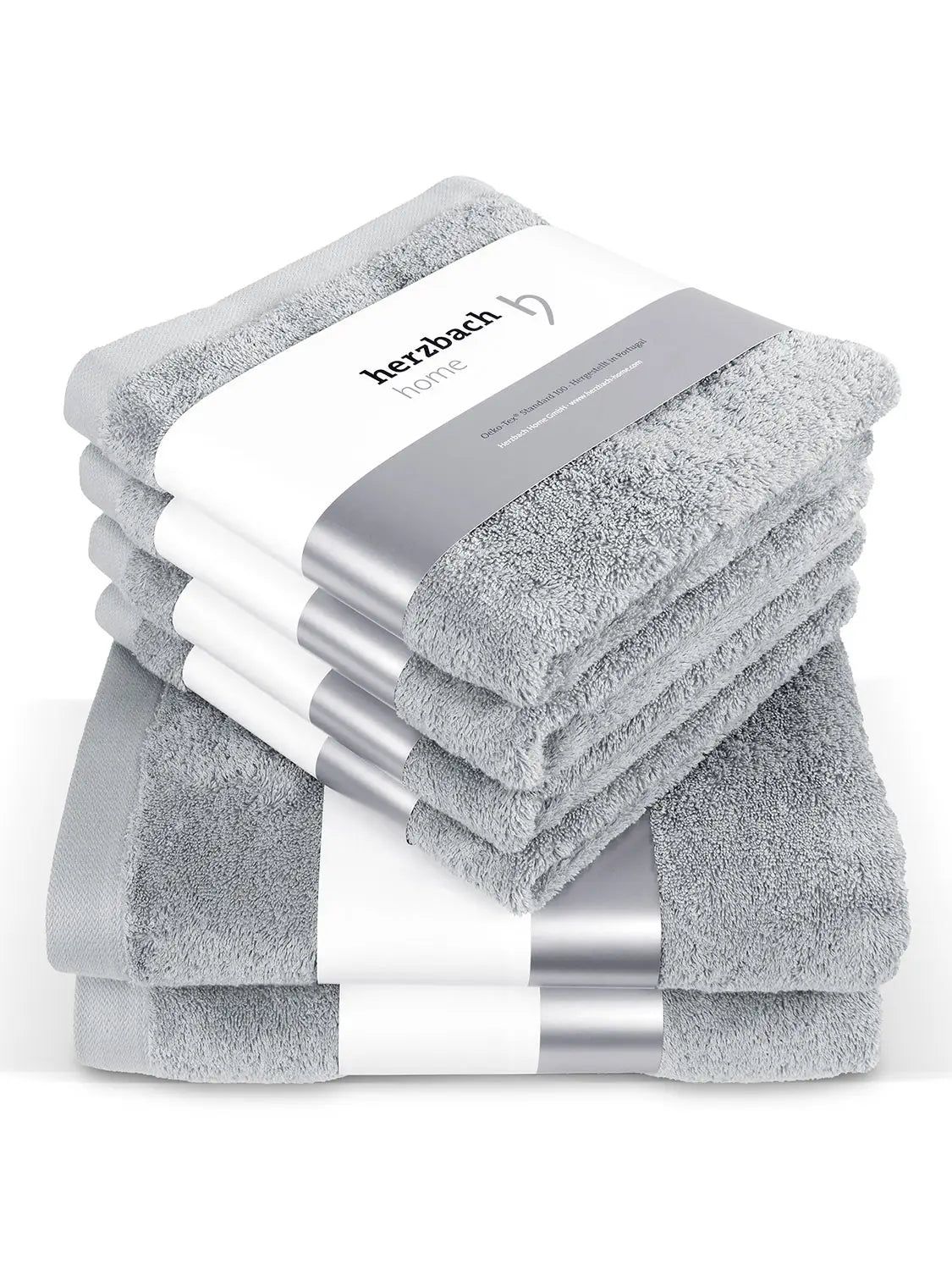6er Set Premium Silbergrau 2x Duschtuch + 4x Handtuch