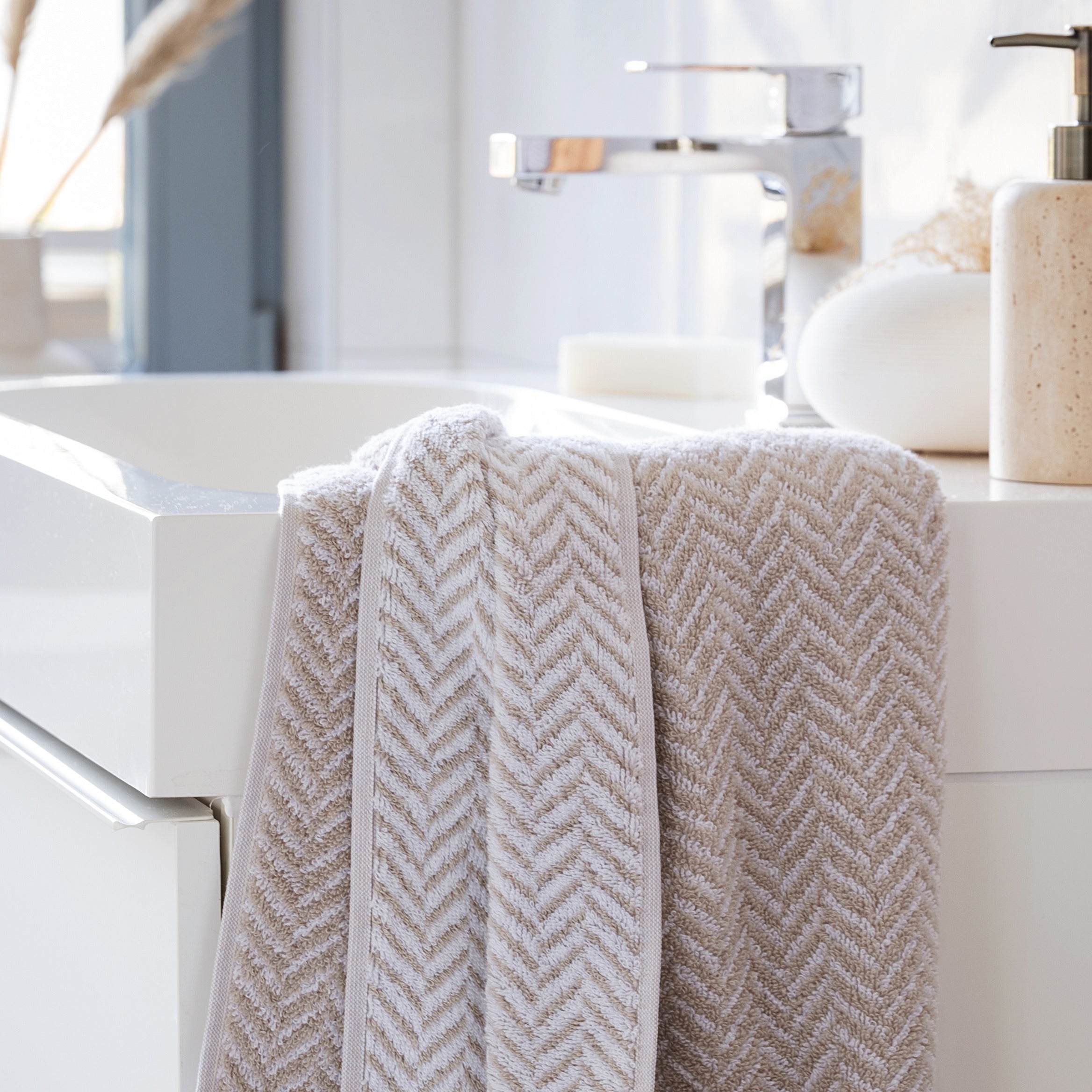 Towel set of 2 Italiana sand grey