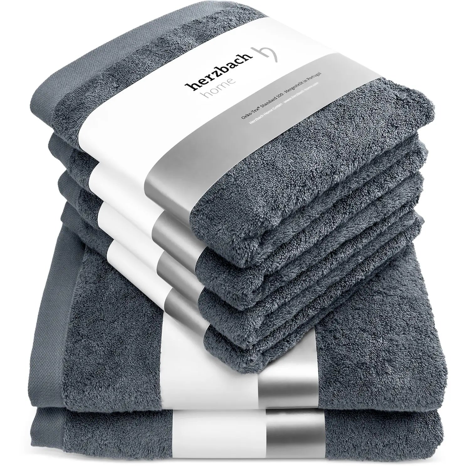 6er Set Pura Anthrazit 2x Duschtuch + 4x Handtuch