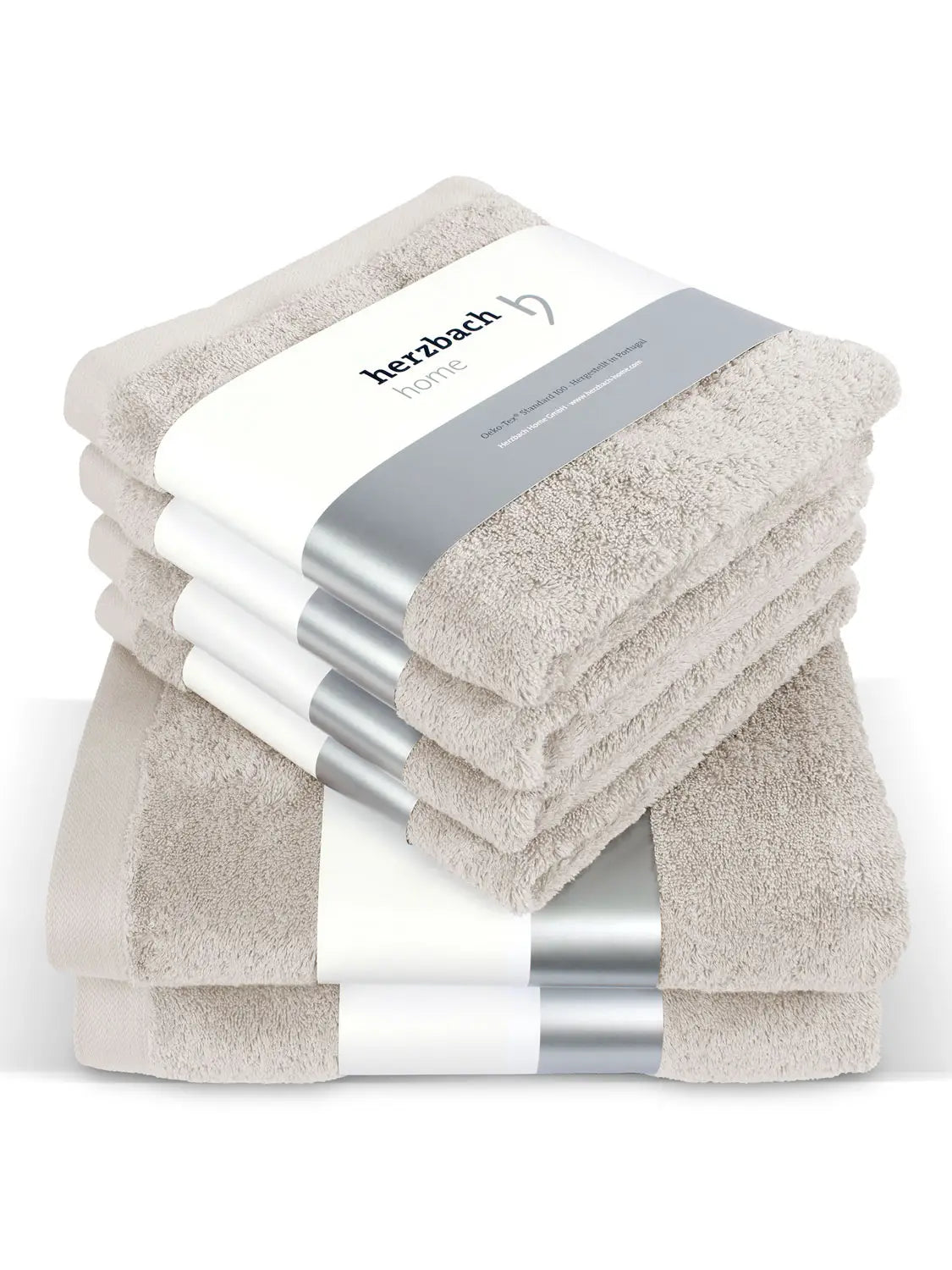 6er Set Premium Sandgrau 2x Duschtuch + 4x Handtuch